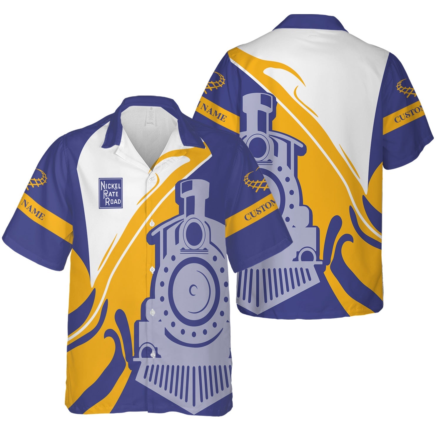 Railspirit Personalized New York, Chicago and St. Louis Railroad Hawaiian Shirt Flame-Inspired Style Nickel Plate Road Shirt