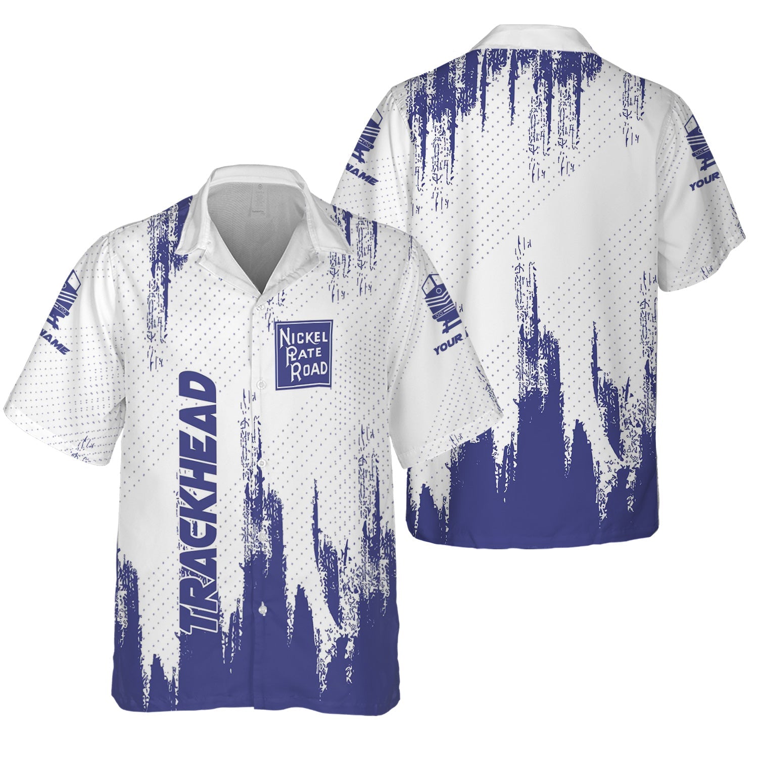 Railspirit Personalized New York, Chicago and St. Louis Railroad Hawaiian Shirt Paint Impact Design Nickel Plate Road Train Shirt for Trackhead