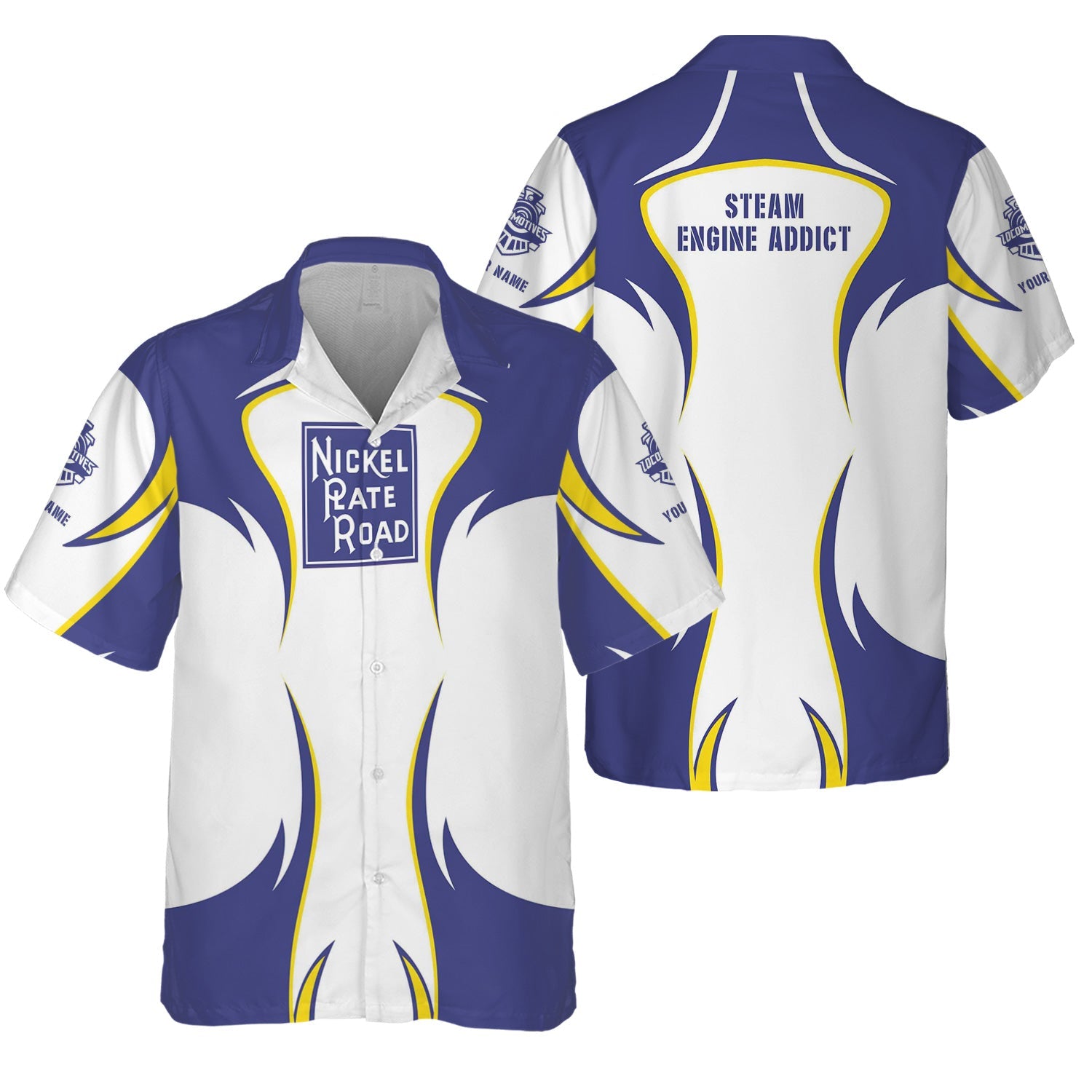 Railspirit Personalized New York, Chicago and St. Louis Railroad Hawaiian Shirt Flame Style Nickel Plate Road Shirt For Steam Engine Addict