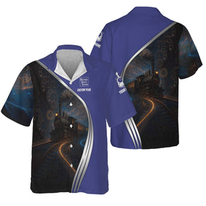 Railspirit Personalized New York, Chicago and St. Louis Railroad Hawaiian Shirt Steampunk Locomotive with Custom Year Nickel Plate Road Train Shirt