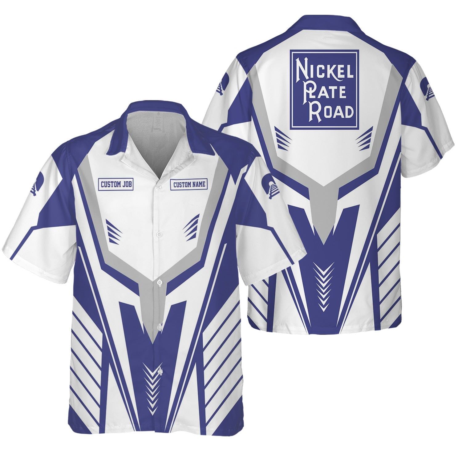 Railspirit Personalized New York, Chicago and St. Louis Railroad Hawaiian Shirt Workwear-Inspired with Custom Position Nickel Plate Road Train Shirt