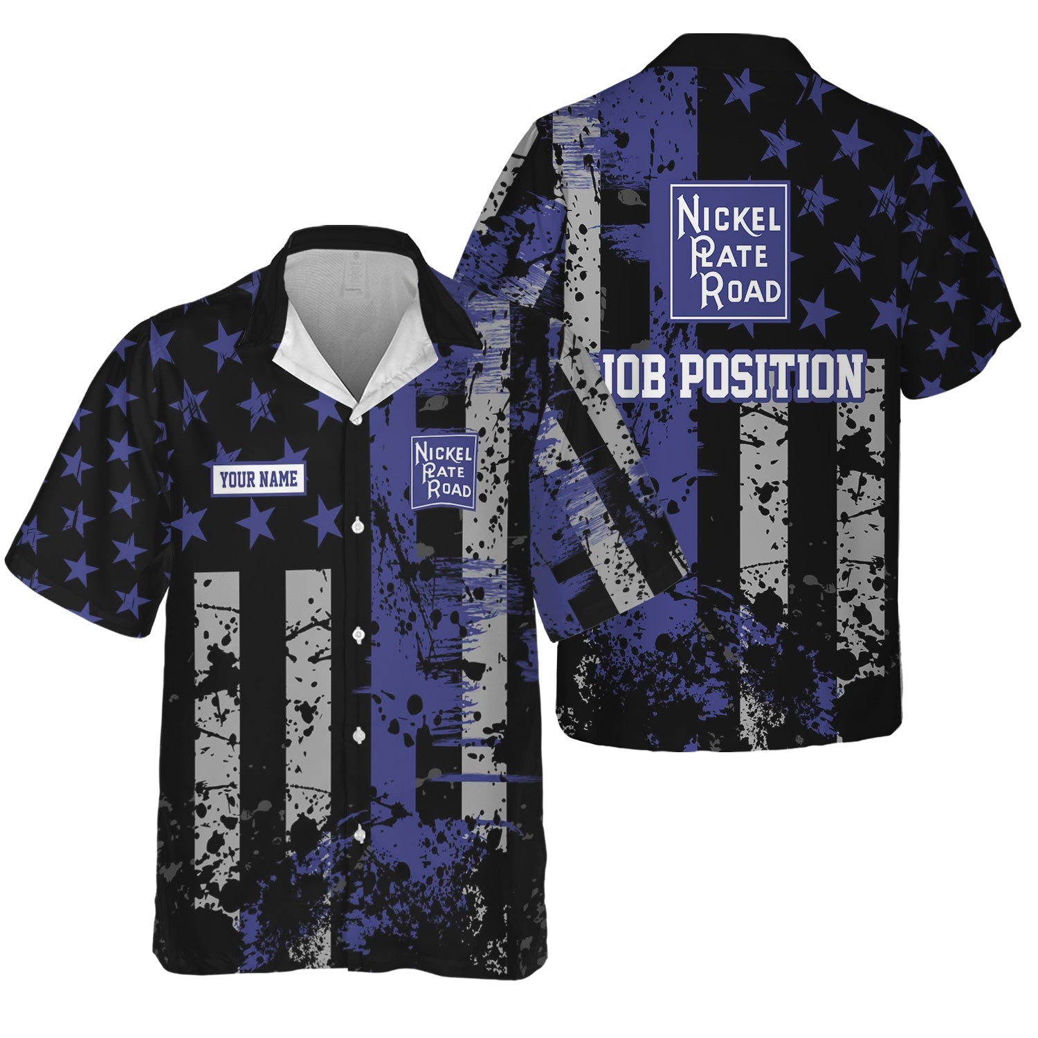 Railspirit Personalized New York, Chicago and St. Louis Railroad Hawaiian Shirt Artistic Paint American Flag Style Nickel Plate Road Train Shirt