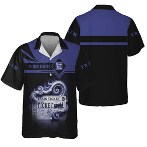 Railspirit Personalized New York, Chicago and St. Louis Railroad Hawaiian Shirt Train Ticket  American Locomotive Printed Train