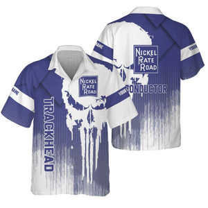 Railspirit Personalized New York, Chicago and St. Louis Railroad Hawaiian Shirt Skull Design with Custom Job Nickel Plate Road Train Shirt