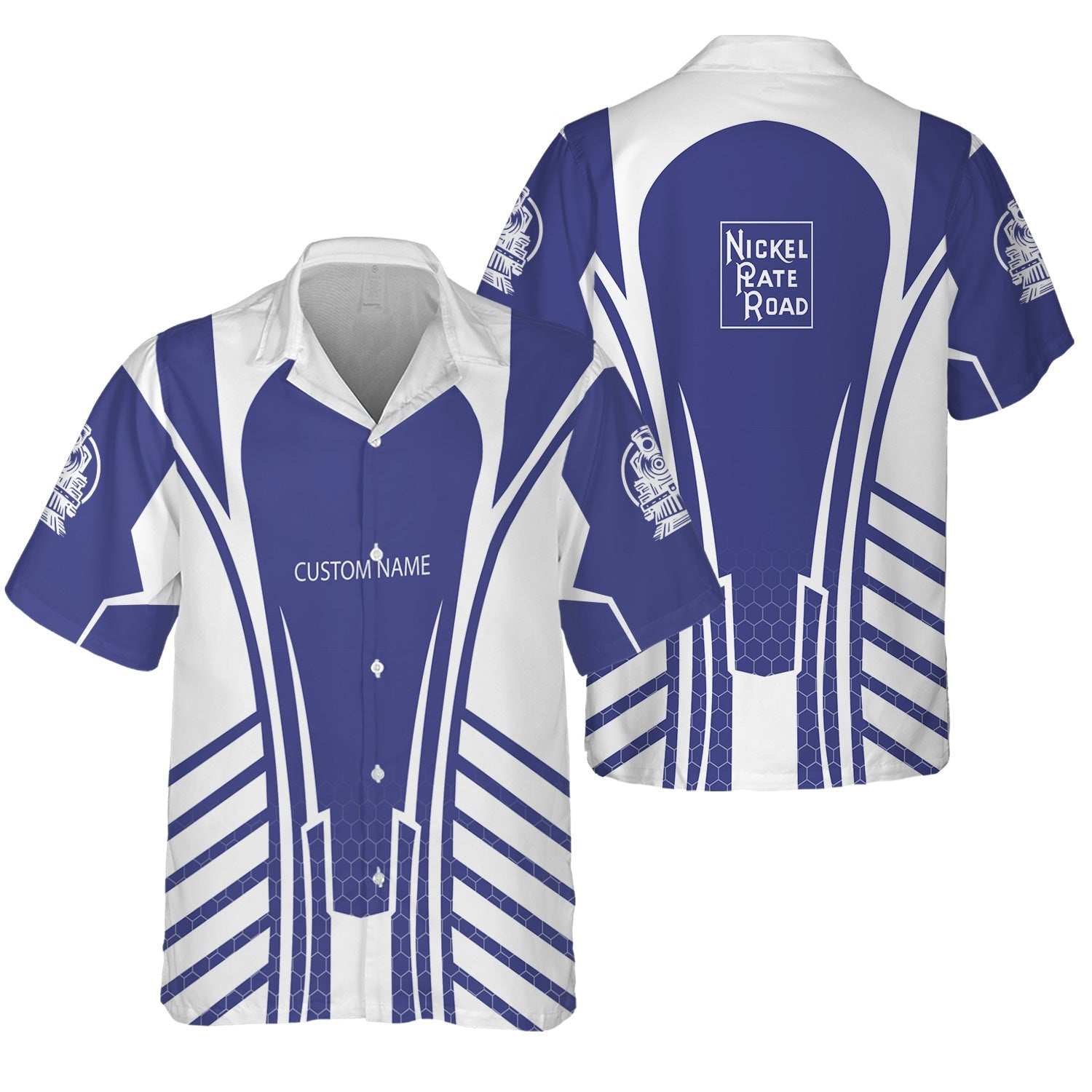 Railspirit Personalized New York, Chicago and St. Louis Railroad Hawaiian Shirt Striped Railroad Style Nickel Plate Road Train Shirt All Over Print