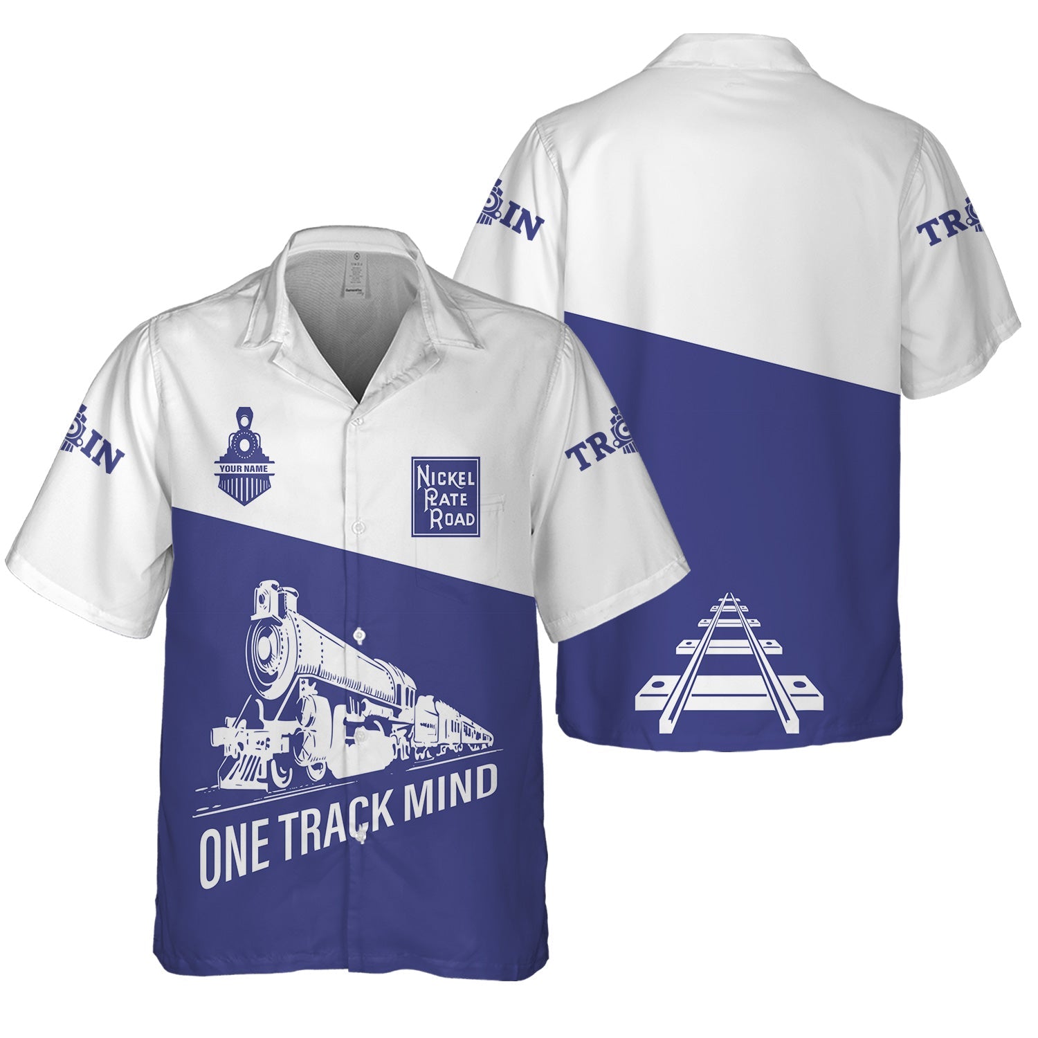 Railspirit Personalized New York, Chicago and St. Louis Railroad Hawaiian Shirt One Track Mind Unisex Train Shirt Gift Idea For Train Lover