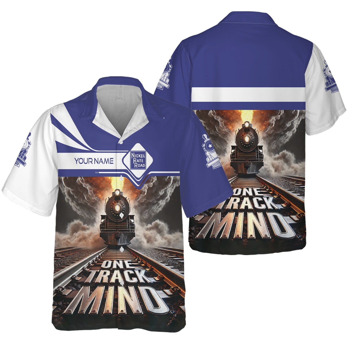 Railspirit Personalized New York, Chicago and St. Louis Railroad Hawaiian Shirt One Track Mind Nickel Plate Road Train Printed Shirt