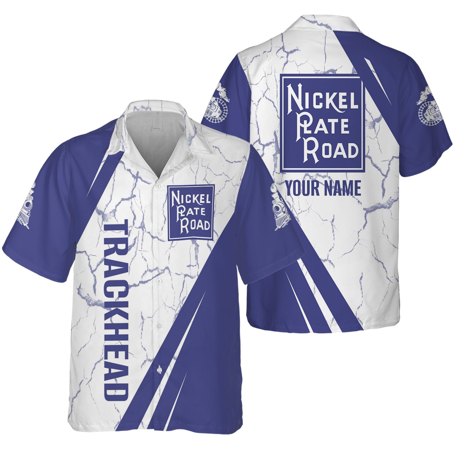 Railspirit Personalized New York, Chicago and St. Louis Railroad Hawaiian Shirt Crackle Texture Style Nickel Plate Road Shirt For Trackhead