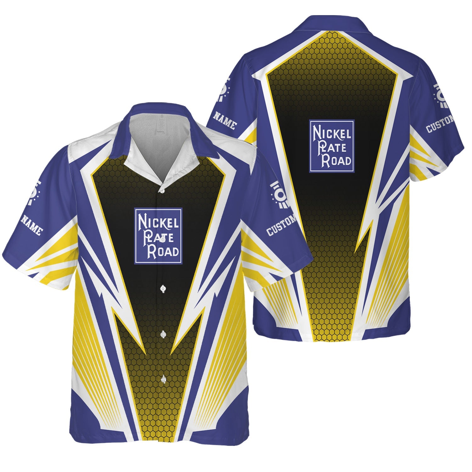 Railspirit Personalized New York, Chicago and St. Louis Railroad Hawaiian Shirt Lightning Graphic Style Nickel Plate Road Shirt Gift Idea For Train Lover