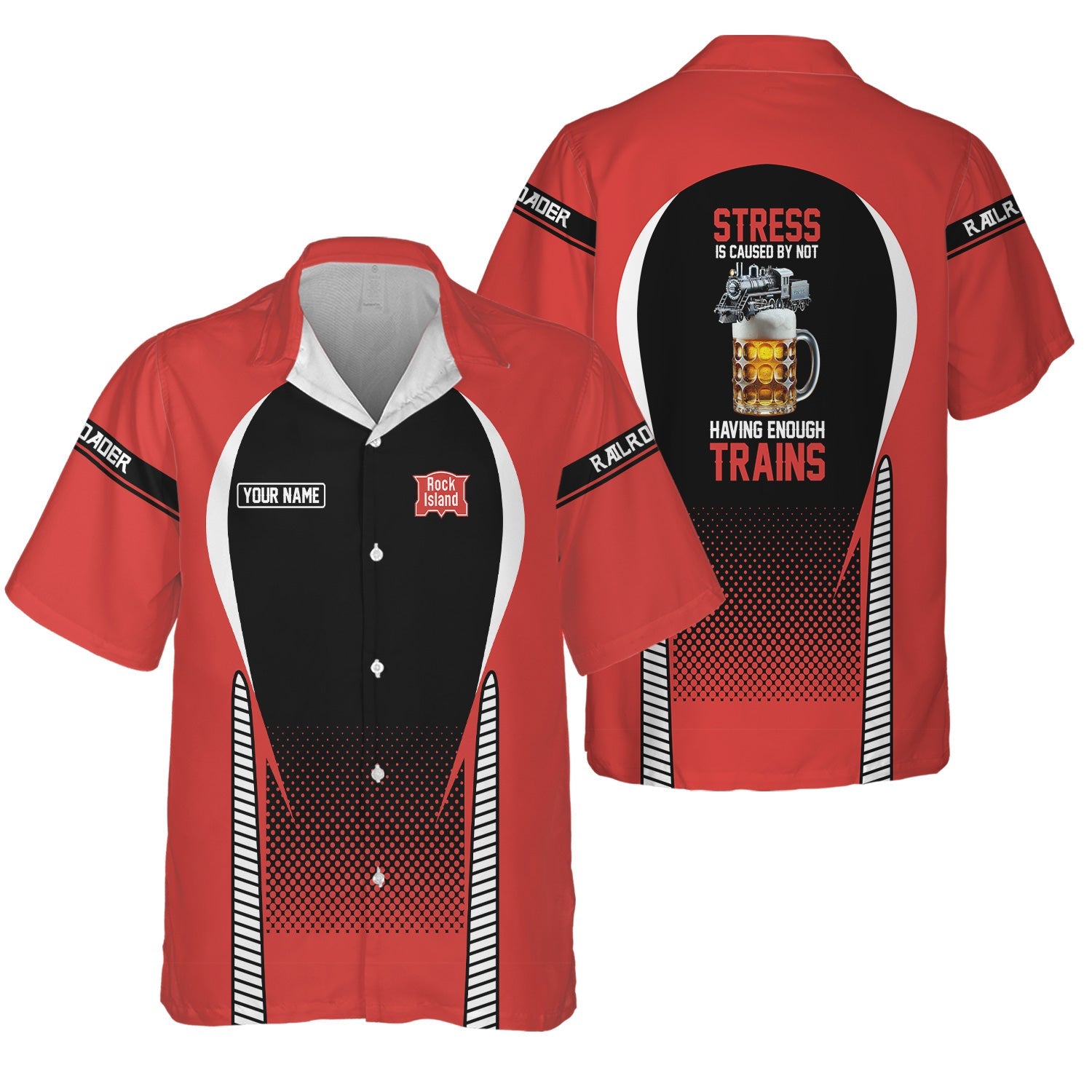 Railspirit  Personalized  Chicago, Rock Island and Pacific Railroad Hawaiian Shirt  Stress Is Caused By Not Having Enough Trains Rock Island Railroad Shirt All Over Print