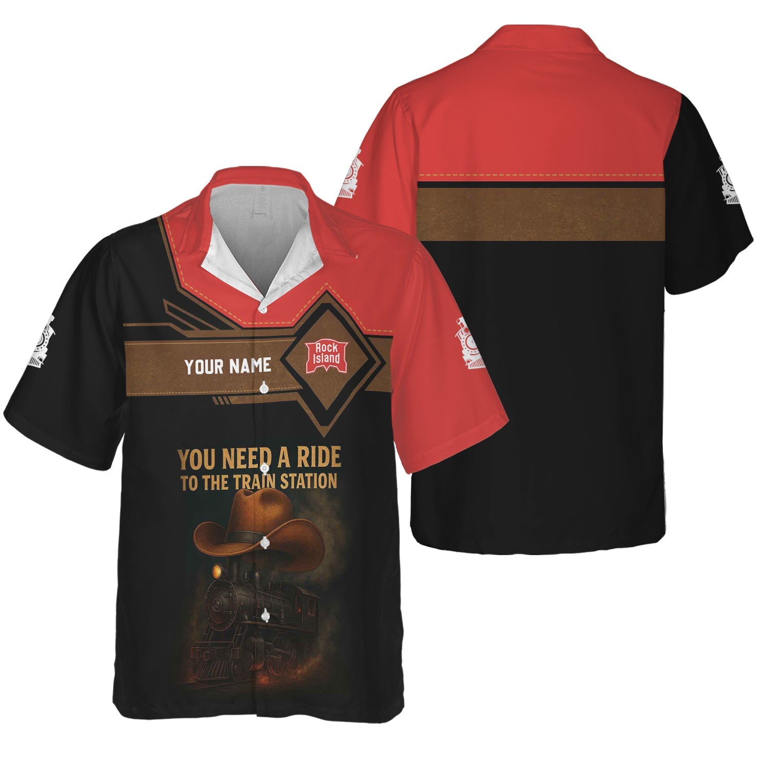 Railspirit Personalized Chicago, Rock Island and Pacific Railroad Hawaiian Shirt You Need A Ride To The Train Station Rock Island Railroad Shirt