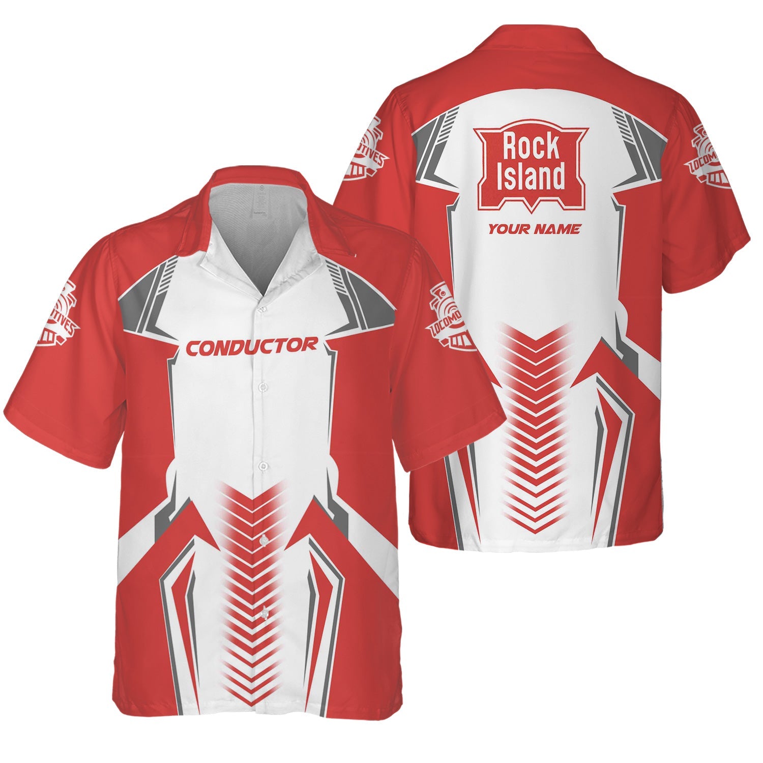 Railspirit Personalized Chicago, Rock Island and Pacific Railroad Hawaiian Shirt Standout Style with Custom Position Rock Island Railroad Train Shirt