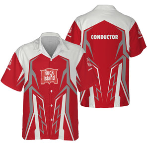 Railspirit Personalized Chicago, Rock Island and Pacific Railroad Hawaiian Shirt Futuristic Design with Custom Job Rock Island Railroad Train Shirt