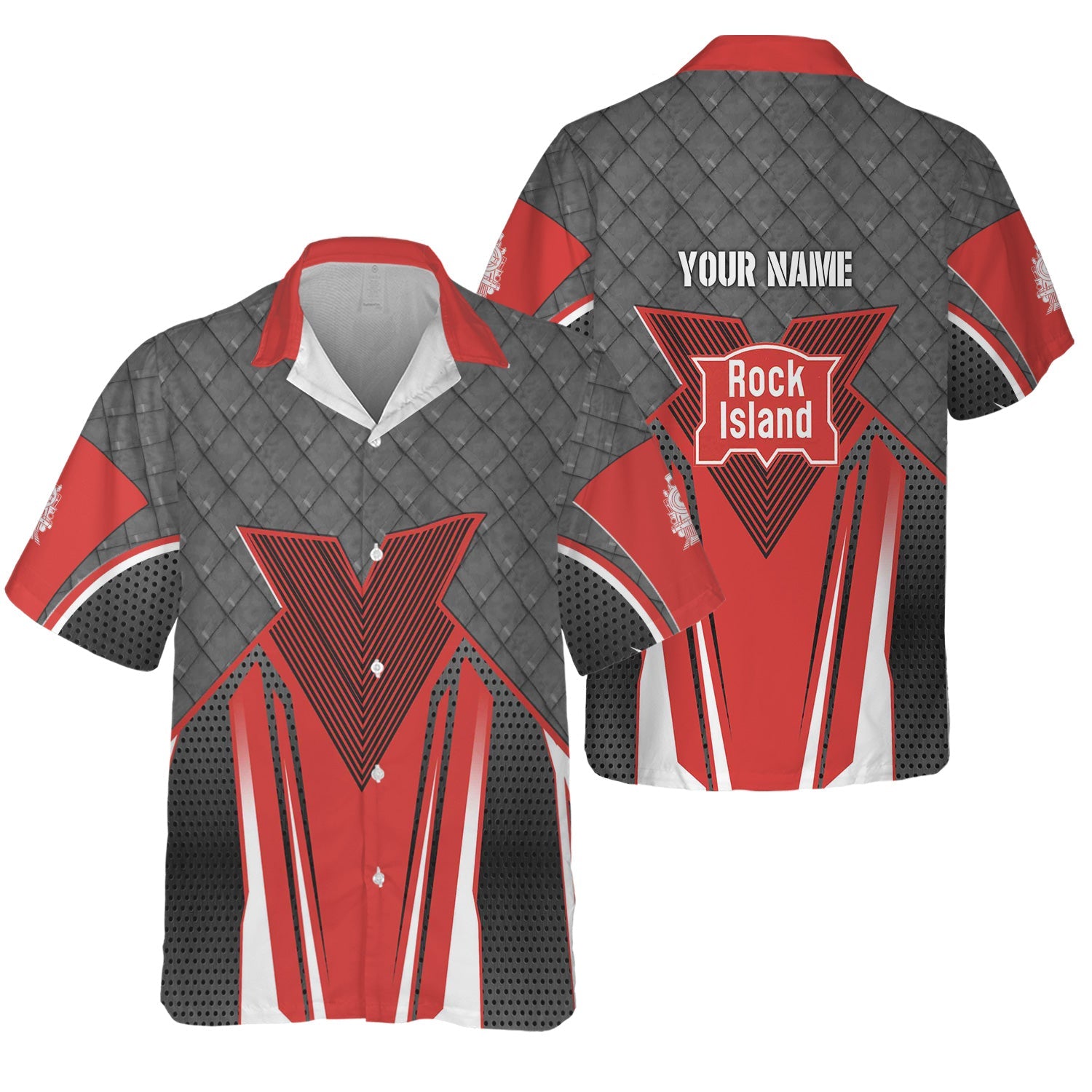 Railspirit Personalized Chicago, Rock Island and Pacific Railroad Hawaiian Shirt Rugged Steel Vibes Rock Island Railroad Train Shirt All Over Print