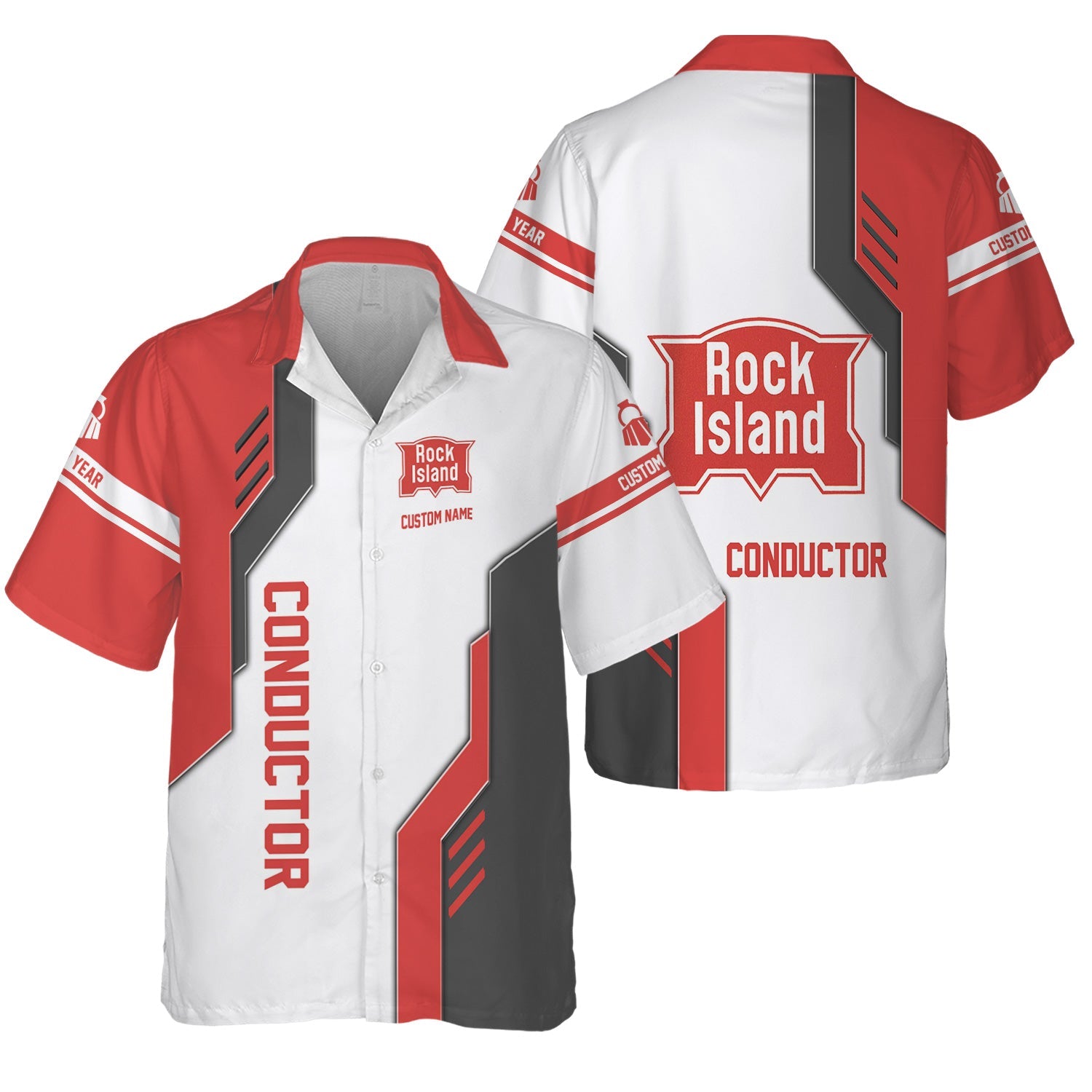 Railspirit Personalized Chicago, Rock Island and Pacific Railroad Hawaiian Shirt Railway Style with Custom Job Rock Island Railroad Train Shirt