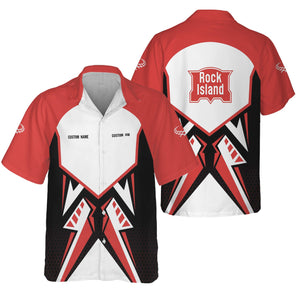 Railspirit Personalized Chicago, Rock Island and Pacific Railroad Hawaiian Shirt Vibriant Style with Custom Position Rock Island Railroad Train Shirt