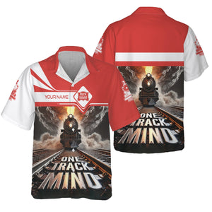 Railspirit Personalized Chicago, Rock Island and Pacific Railroad Hawaiian Shirt One Track Mind Rock Island Railroad Train Printed Shirt