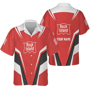 Railspirit Personalized Chicago, Rock Island and Pacific Railroad Hawaiian Shirt Railway Inspired Apparel Rock Island Railroad Train Shirt