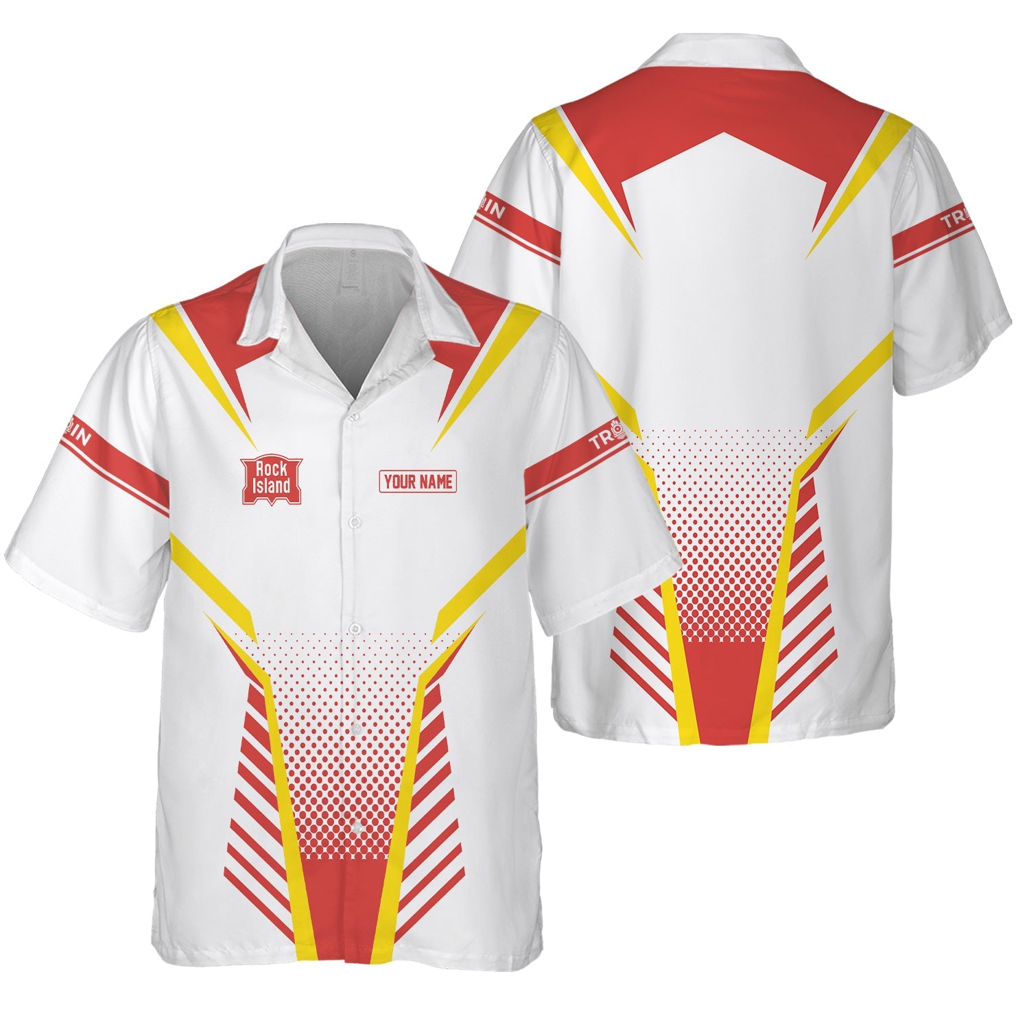 Railspirit Personalized Chicago, Rock Island and Pacific Railroad Hawaiian Shirt Unisex Rock Island Railroad Train Shirt All Over Print