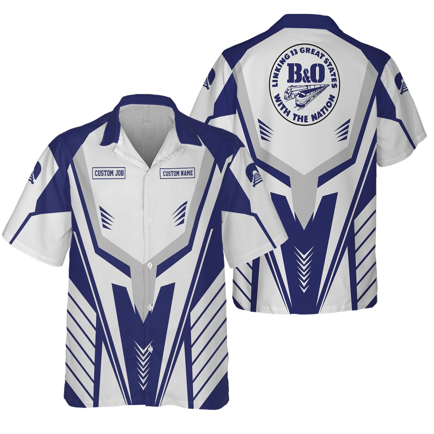 Railspirit Personalized B&O Great States Railroad Hawaiian Shirt Workwear-Inspired with Custom Position Train Shirt