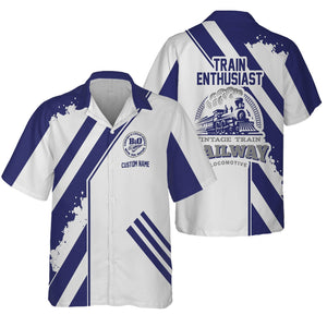Railspirit Personalized B&O Great States Railroad Hawaiian Shirt Locomotive Design Train Shirt for Train Enthusiast
