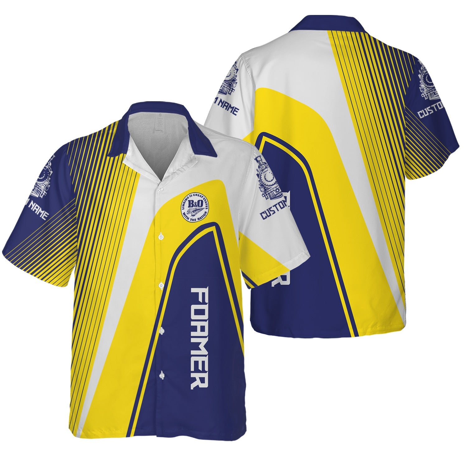 Railspirit Personalized B&O Great States Railroad Hawaiian Shirt Vibrant Striking Style Shirt For Rail Enthusiasts