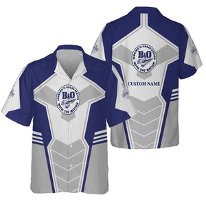 Railspirit Personalized B&O Great States Railroad Hawaiian Shirt Engine-Inspired Style Train Shirt for Railroad Fanatic