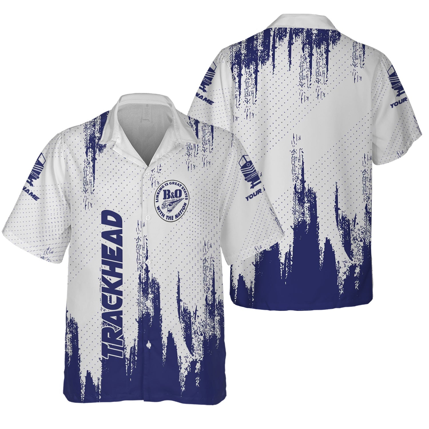 Railspirit Personalized B&O Great States Railroad Hawaiian Shirt Paint Impact Design Train Shirt for Trackhead