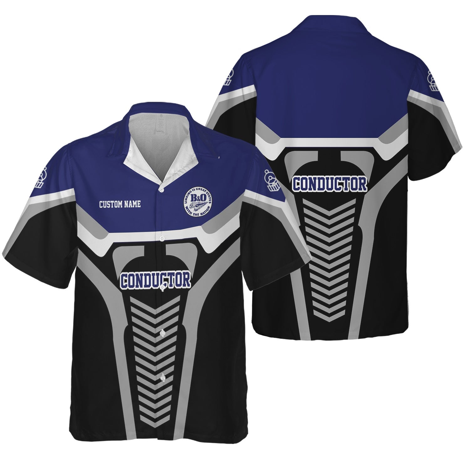 Railspirit Personalized B&O Great States Railroad Hawaiian Shirt Track-Inspired with Custom Job Position Train Shirt