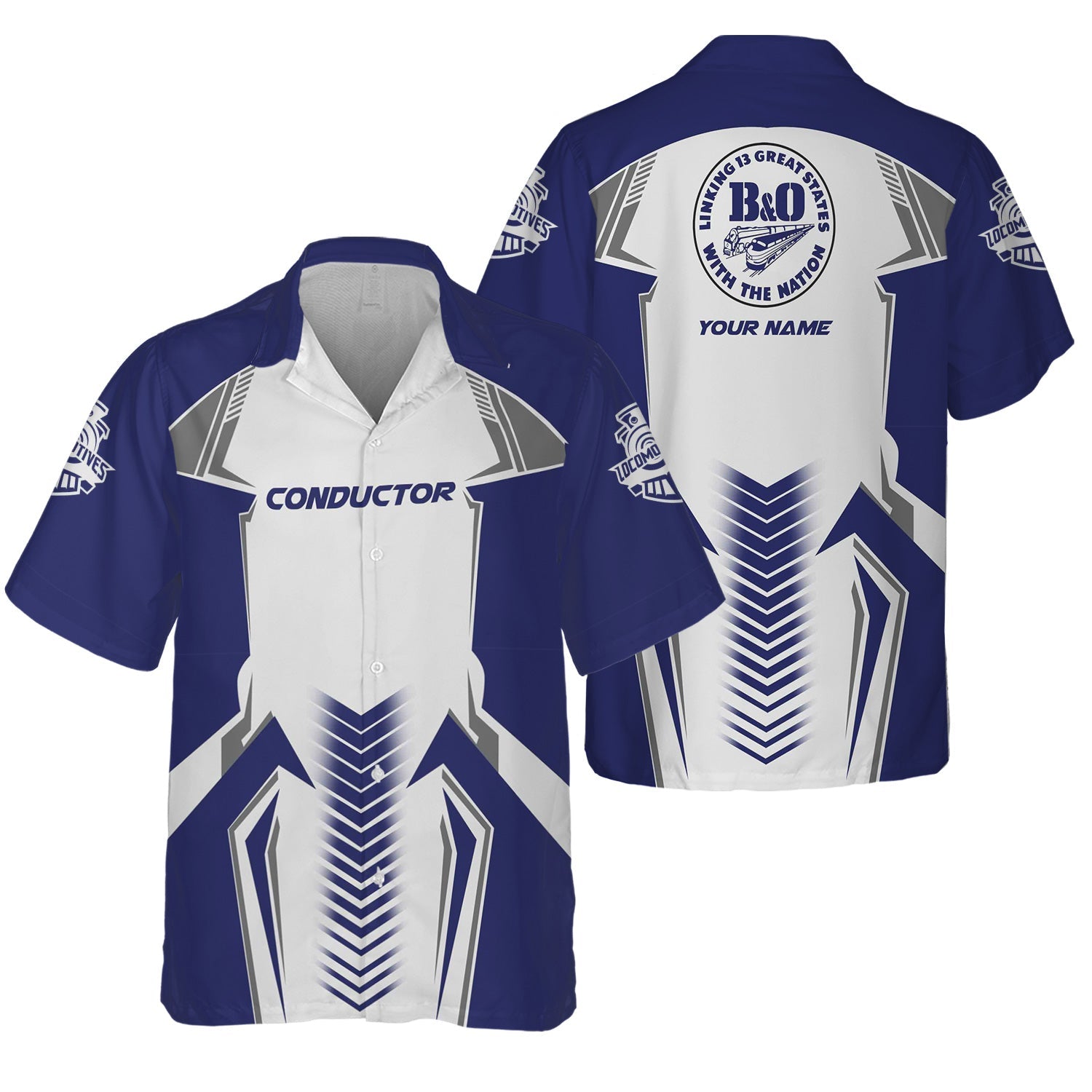 Railspirit Personalized B&O Great States Railroad Hawaiian Shirt Standout Style with Custom Position Train Shirt