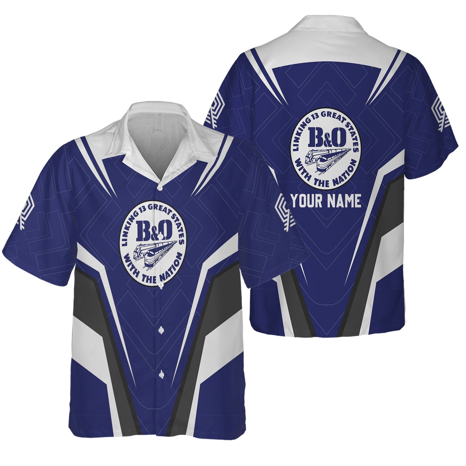 Railspirit Personalized B&O Great States Railroad Hawaiian Shirt Railway Inspired Apparel Train Shirt For Train Lovers