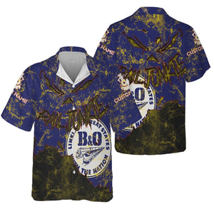 Railspirit Personalized B&O Great States Railroad Hawaiian Shirt Torn Graphic Style Train Shirt For Rail Junkie