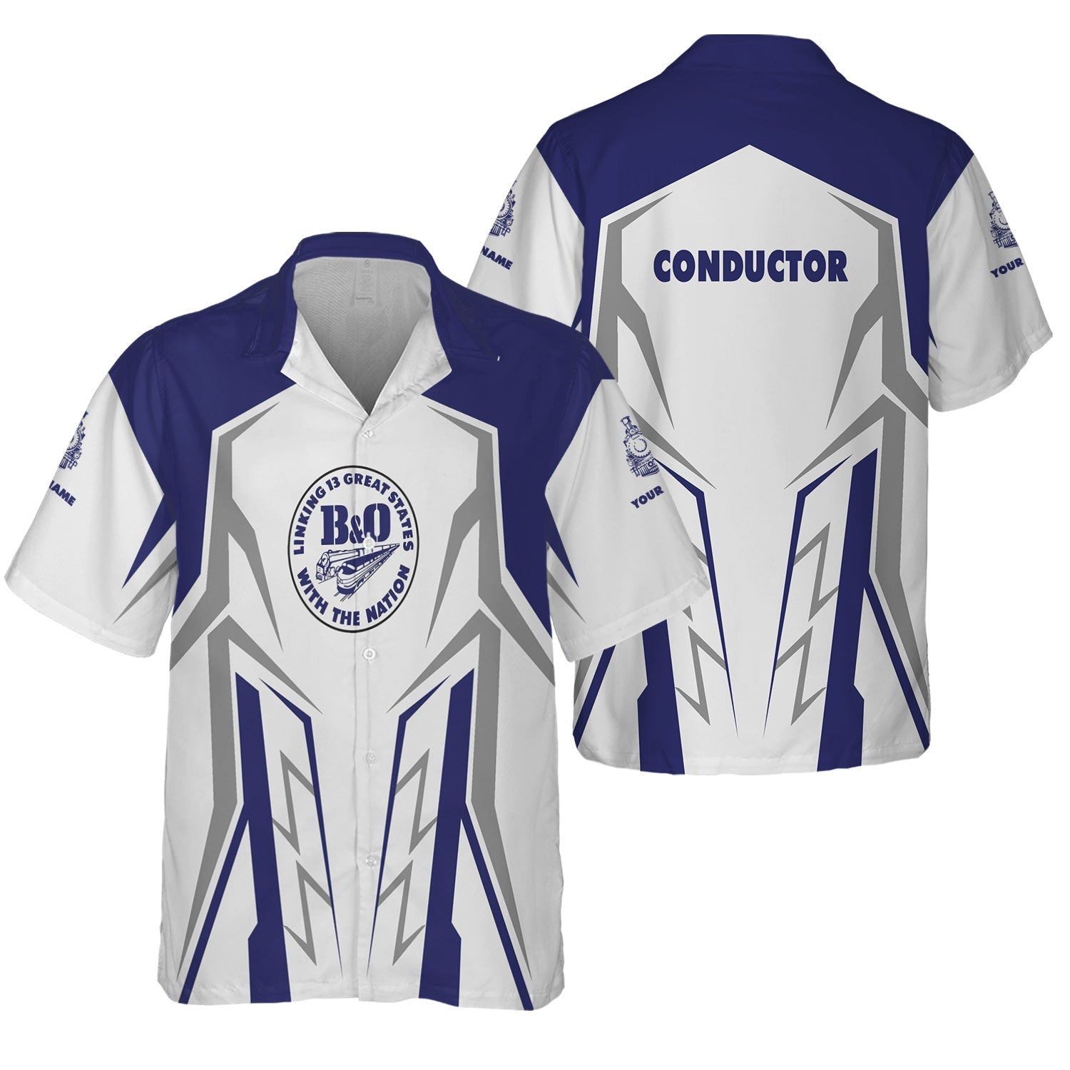 Railspirit Personalized B&O Great States Railroad Hawaiian Shirt Futuristic Design with Custom Job Train Shirt