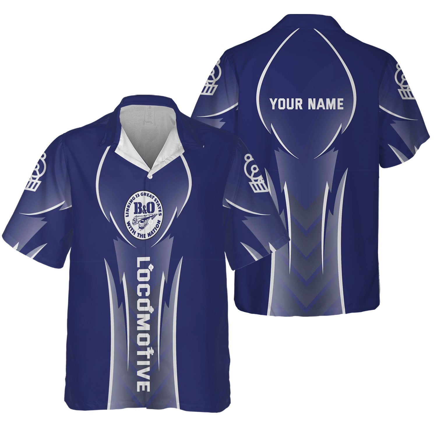 Railspirit Personalized B&O Great States Railroad Hawaiian Shirt Striking Line Style Train Shirt For Locomotive Lovers