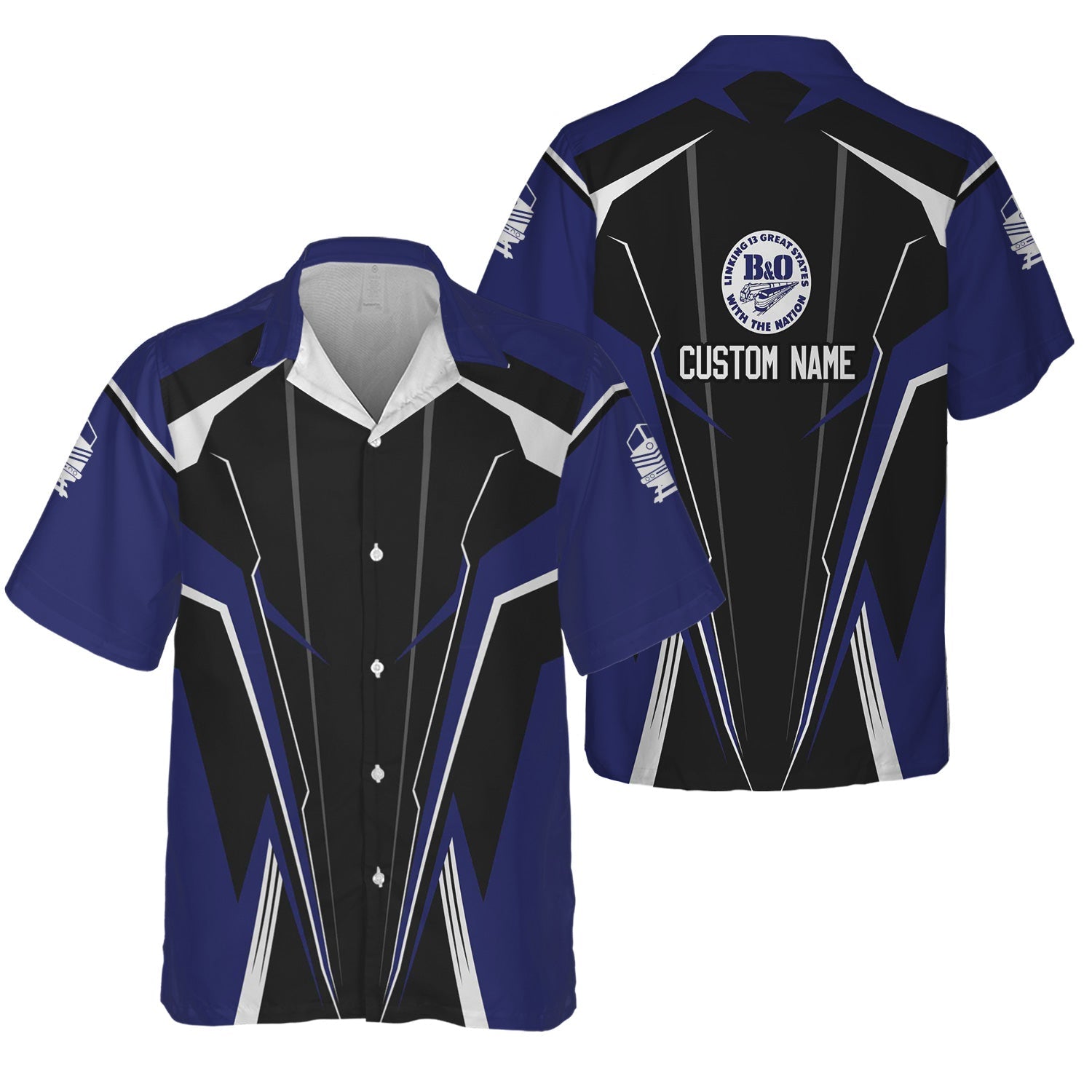 Railspirit Personalized B&O Great States Railroad Hawaiian Shirt Lightning-Edge Design Train Shirt For Railroad Lovers