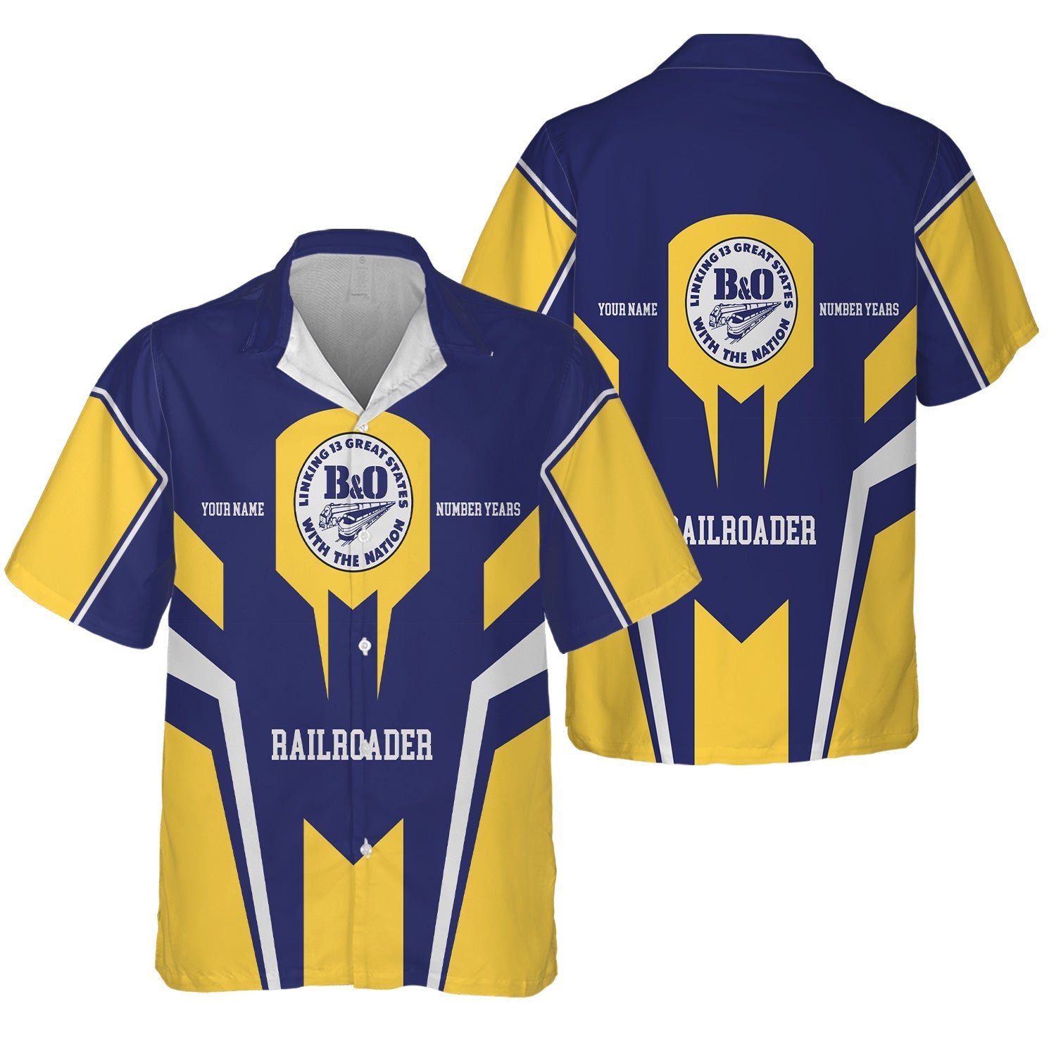 Railspirit Personalized B&O Great States Railroad Hawaiian Shirt Custom Year Railroader Shirt Gift Idea For Train Lover