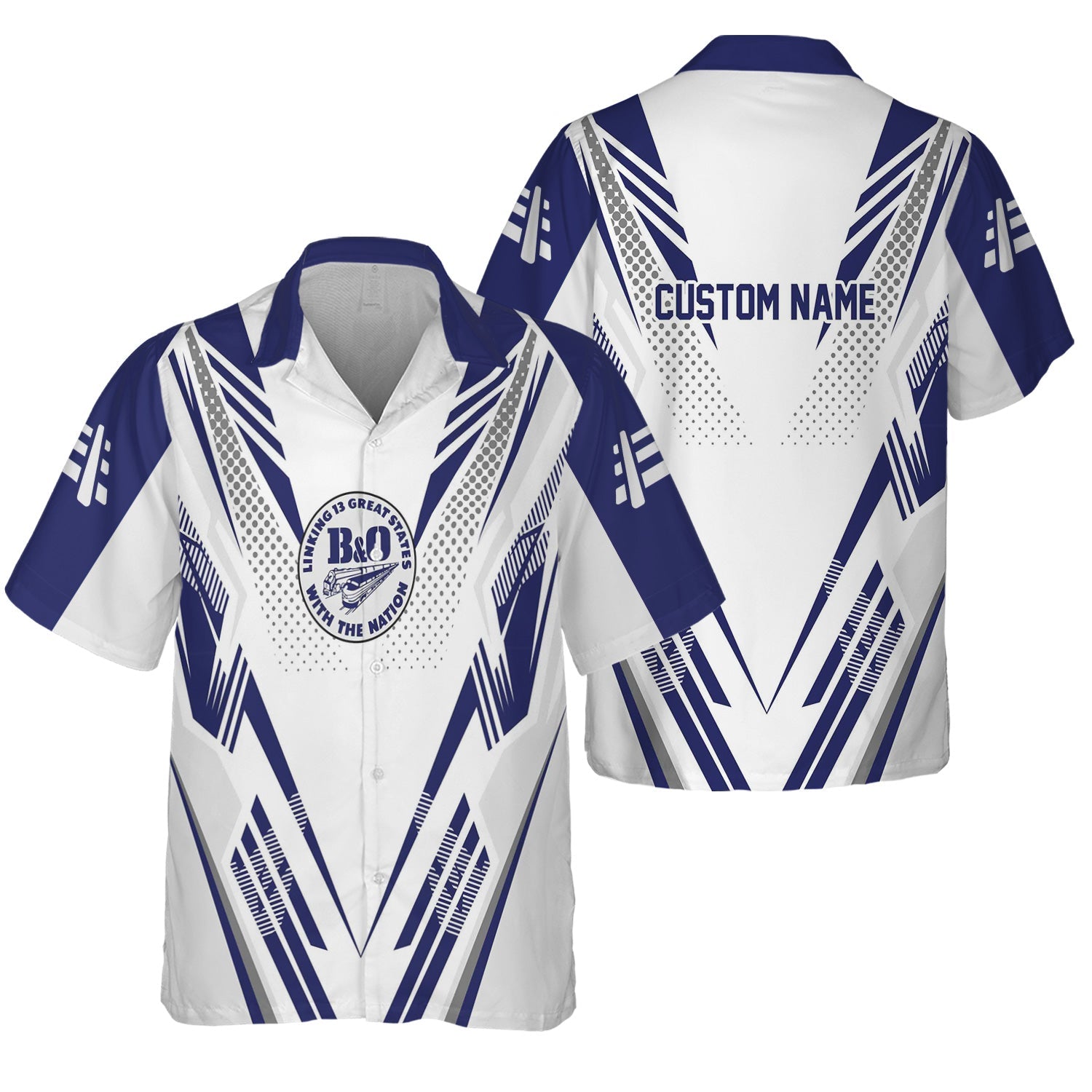 Railspirit Personalized B&O Great States Railroad Hawaiian Shirt Railroad Tribute Design Train Shirt for Train Lovers