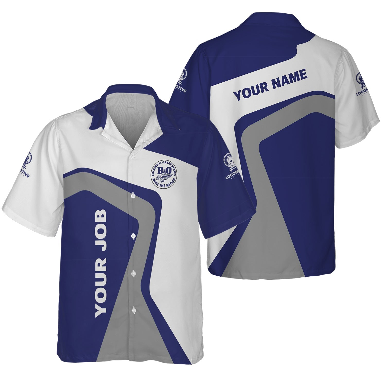 Railspirit Personalized B&O Great States Railroad Hawaiian Shirt Unique Design with Custom Job Position Train Shirt