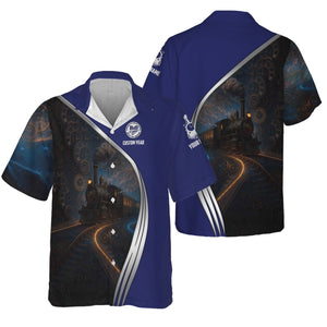 Railspirit Personalized B&O Great States Railroad Hawaiian Shirt Steampunk Locomotive with Custom Year Train Shirt