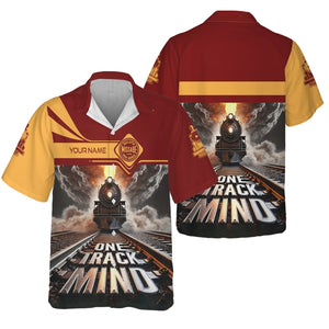 Railspirit Personalized Duluth, Missabe, & Iron Range Railroad Hawaiian Shirt One Track Mind Train Printed Shirt