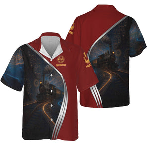 Railspirit Personalized Duluth, Missabe, & Iron Range Railroad Hawaiian Shirt Steampunk Locomotive with Custom Year Train Shirt