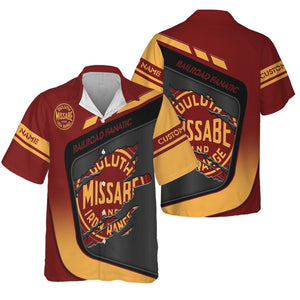 Railspirit Personalized Duluth, Missabe, & Iron Range Railroad Hawaiian Shirt Ripped Texture Style Train Shirt For Railroad Fanatic