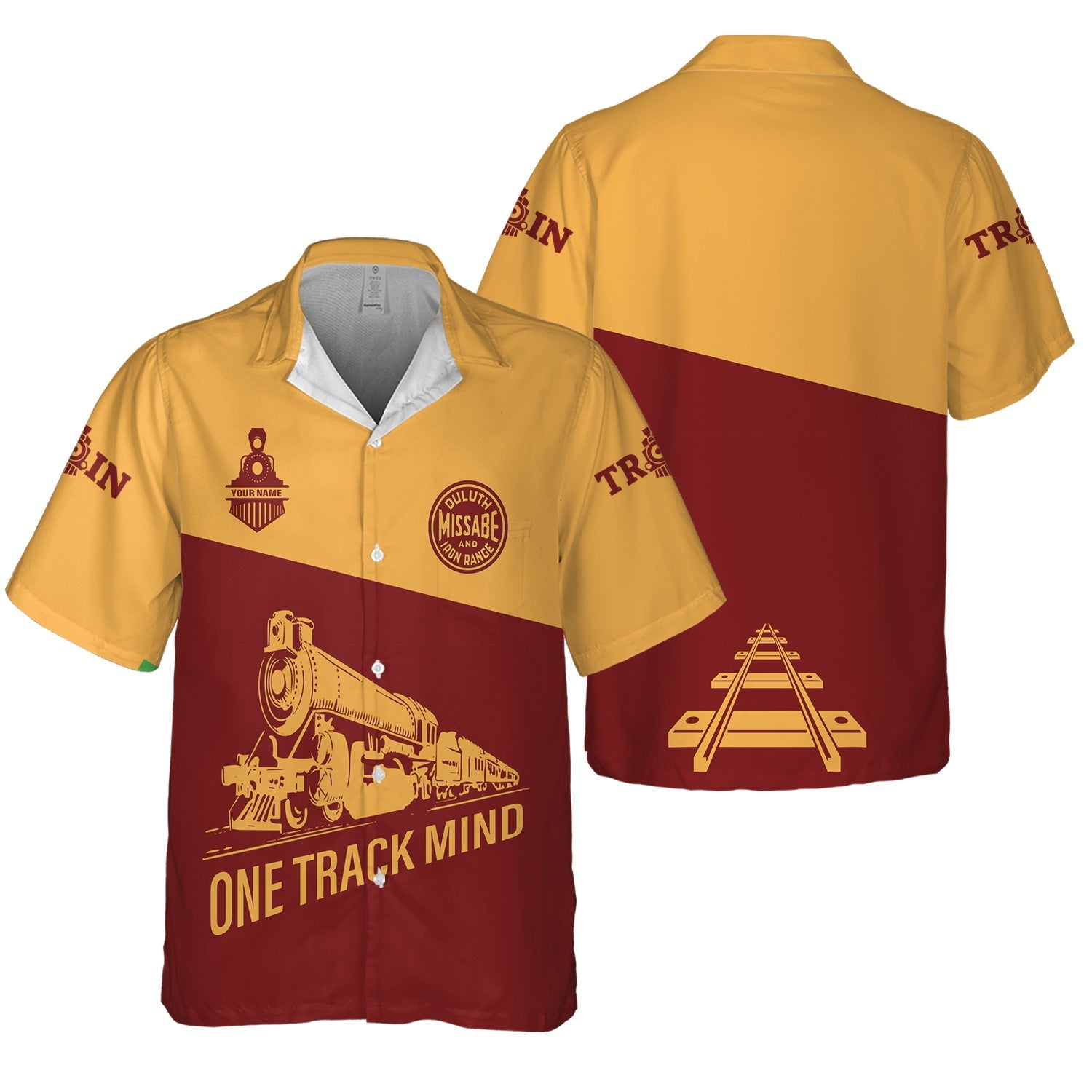 Railspirit Personalized Duluth, Missabe, & Iron Range Railroad Hawaiian Shirt One Track Mind Unisex Train Shirt Gift Idea For Train Lover