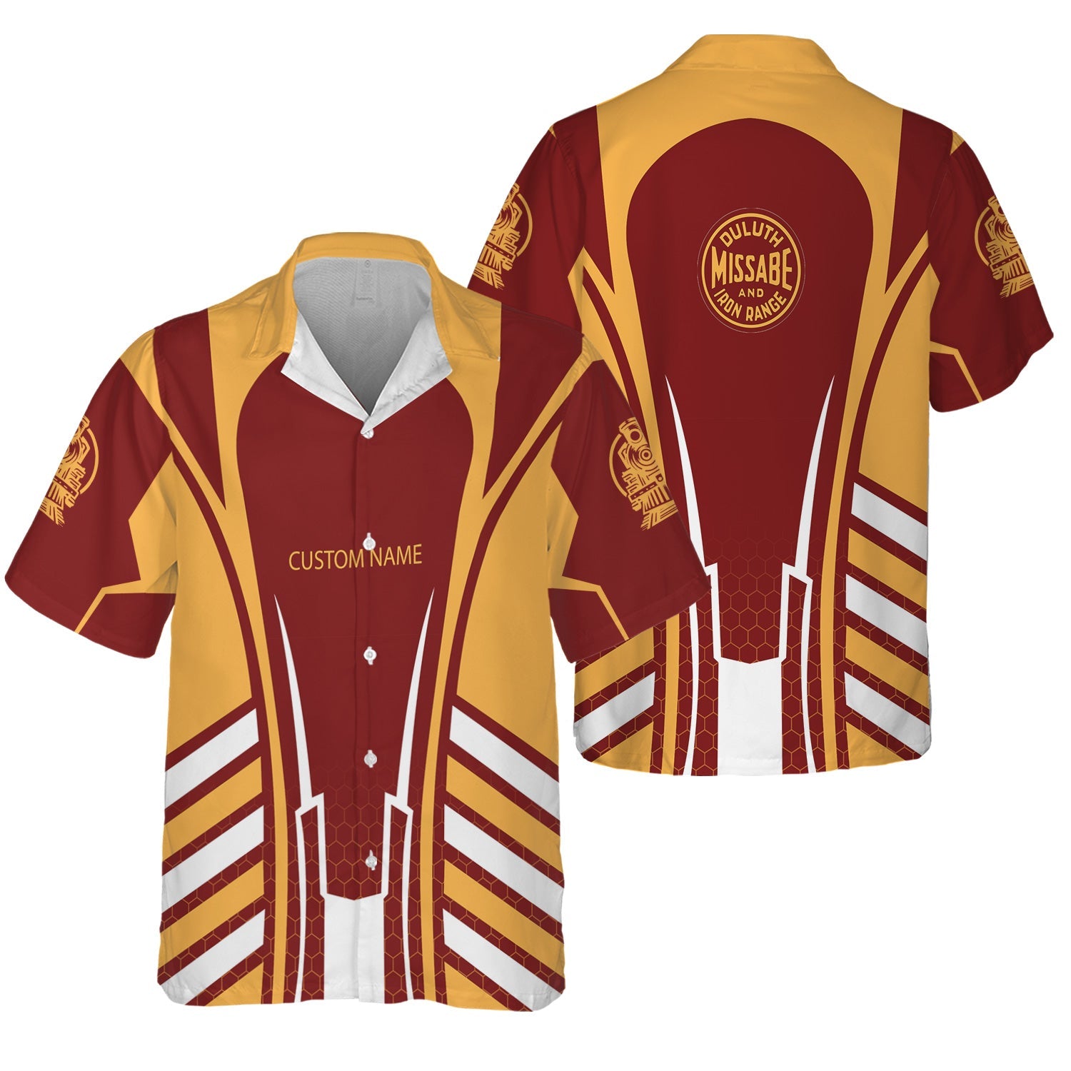 Railspirit Personalized Duluth, Missabe, & Iron Range Railroad Hawaiian Shirt Striped Railroad Style Train Shirt All Over Print