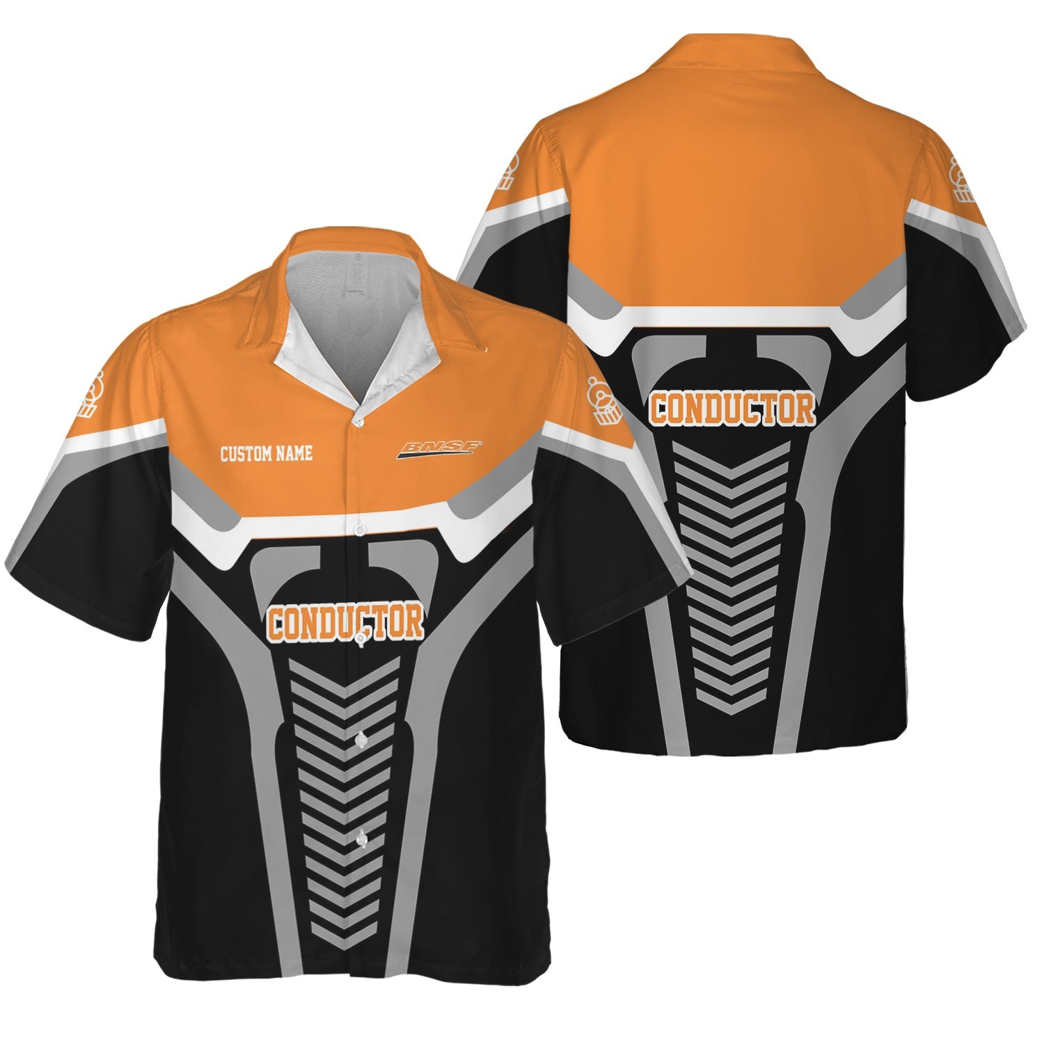 Railspirit Personalized BNSF Railway Hawaiian Shirt Track-Inspired with Custom Job Position Train Shirt