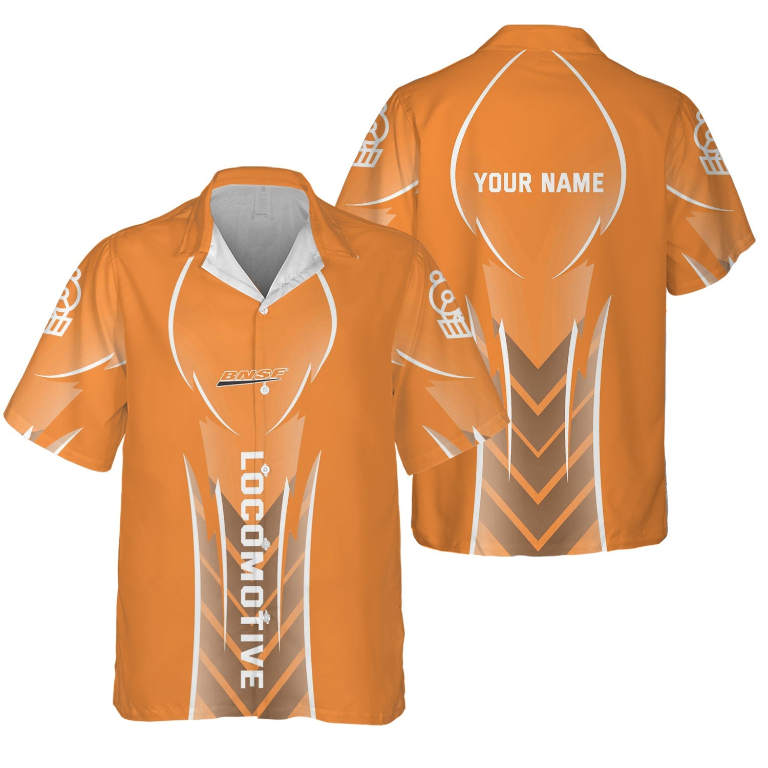 Railspirit Personalized BNSF Railway Hawaiian Shirt Striking Line Style Train Shirt For Locomotive Lovers