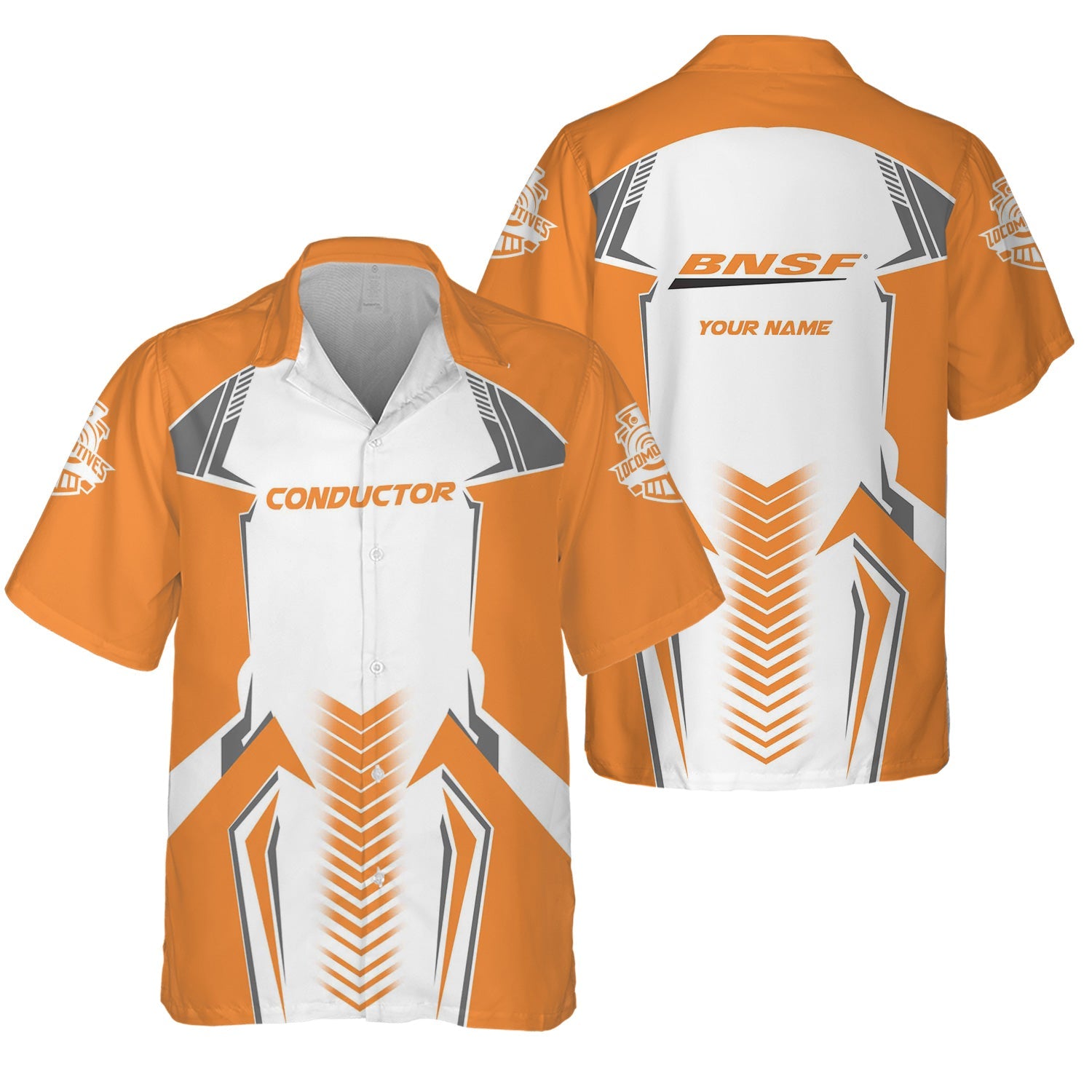 Railspirit Personalized BNSF Railway Hawaiian Shirt Standout Style with Custom Position Train Shirt