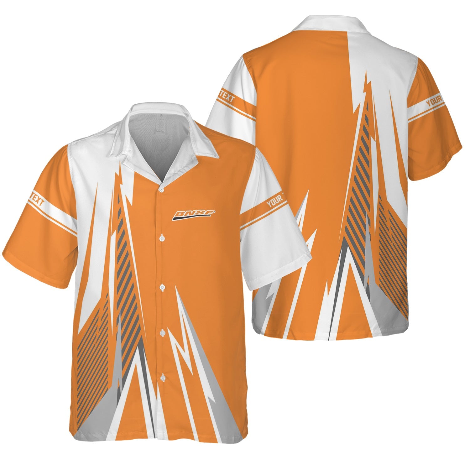 Railspirit Personalized BNSF Railway Hawaiian Shirt Lightning-Inspired Railway Style Shirt For Train Lovers