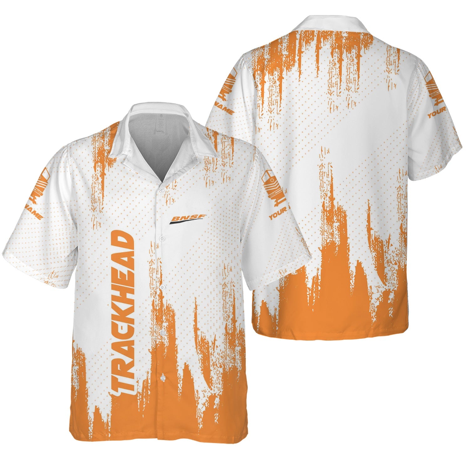 Railspirit Personalized BNSF Railway Hawaiian Shirt Paint Impact Design Train Shirt for Trackhead