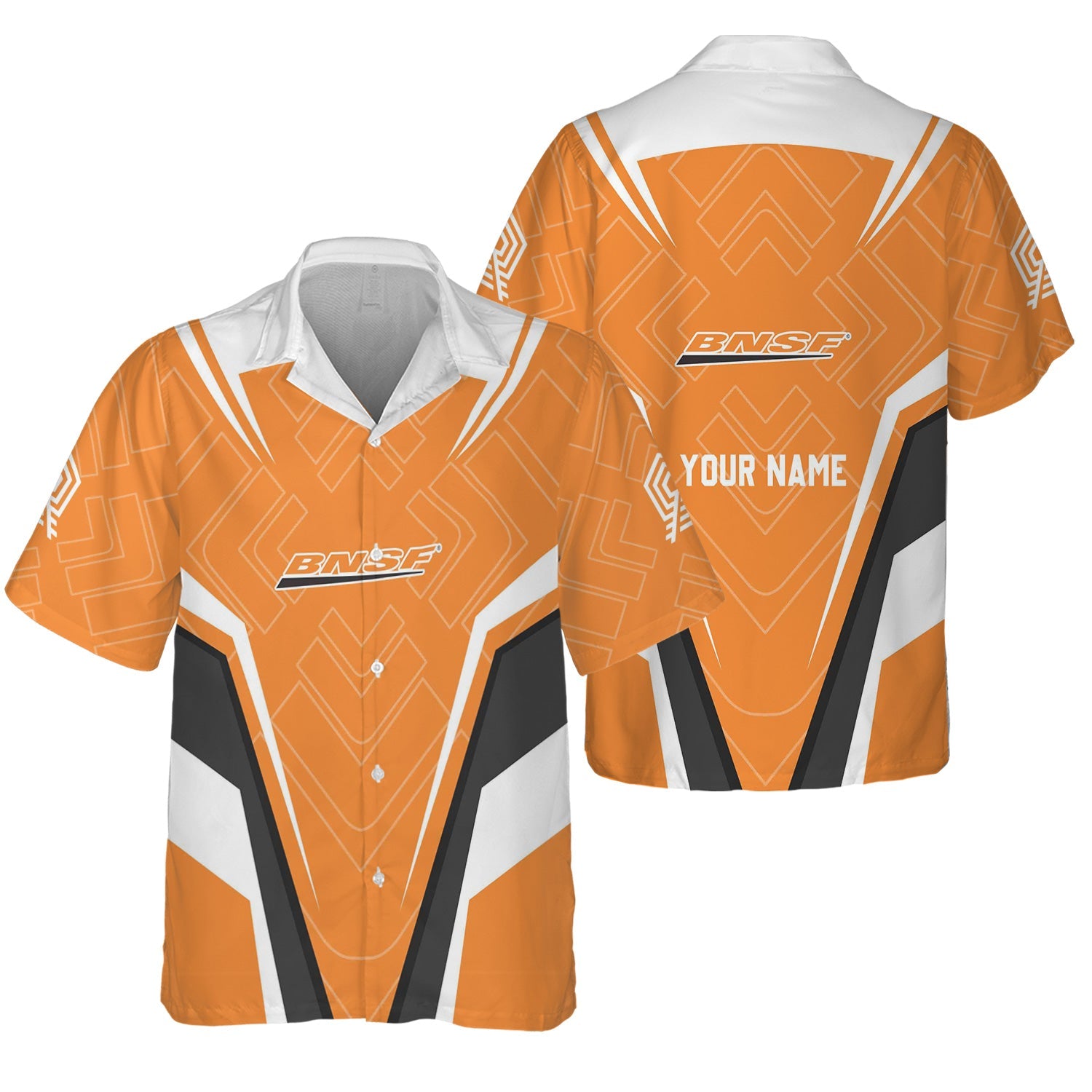 Railspirit Personalized BNSF Railway Hawaiian Shirt Railway Inspired Apparel Train Shirt For Train Lovers